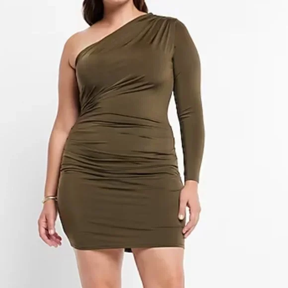 dark green ruched mini dress Jane Summers Ivie White Strapless Tea Length Wedding Reception Dress 2 / White , female , adult main image 1